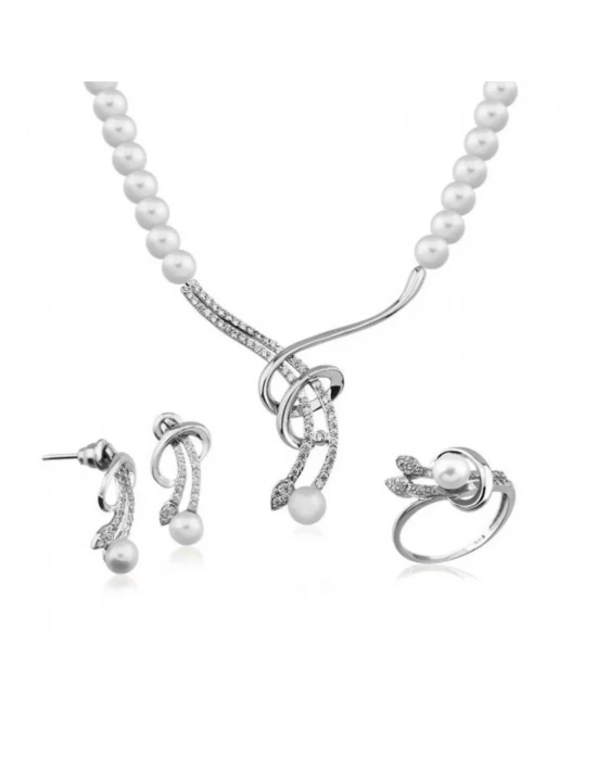 14 Ayar Altın İnci Düğün Seti Takımı