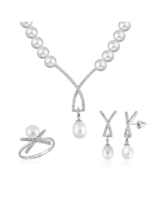 14 Ayar Altın İnci Düğün Seti Takımı