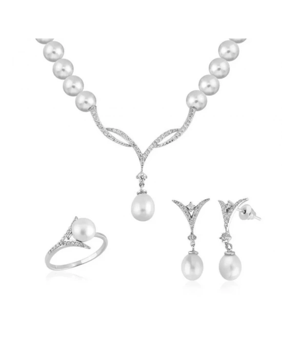 14 Ayar Altın İnci Düğün Seti Takımı