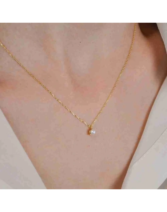 14 Ayar Altın İnci Kolye