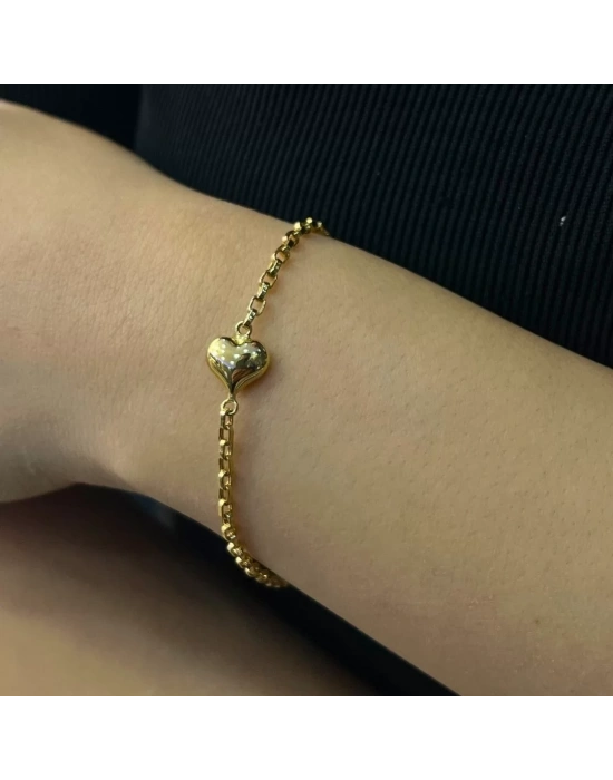 14 Ayar Altın Kalp Bileklik