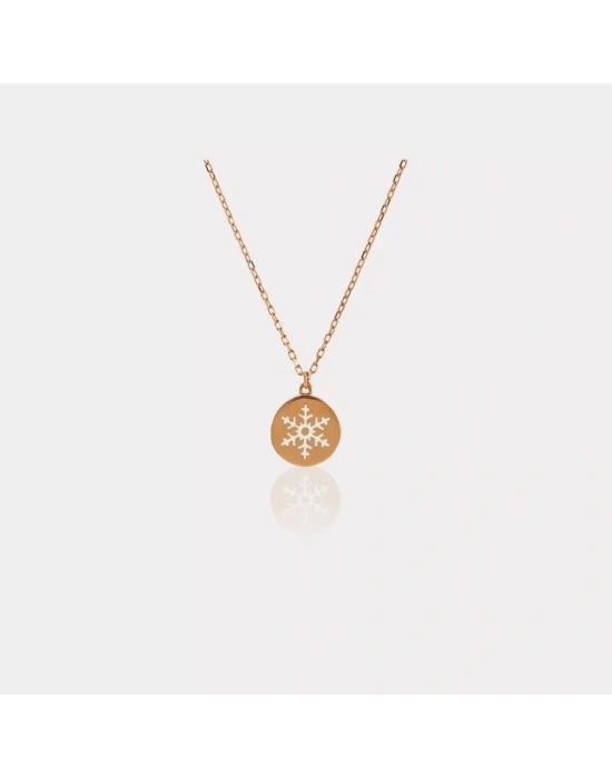 14 Ayar Altın Kar Tanesi Plaka Kolye