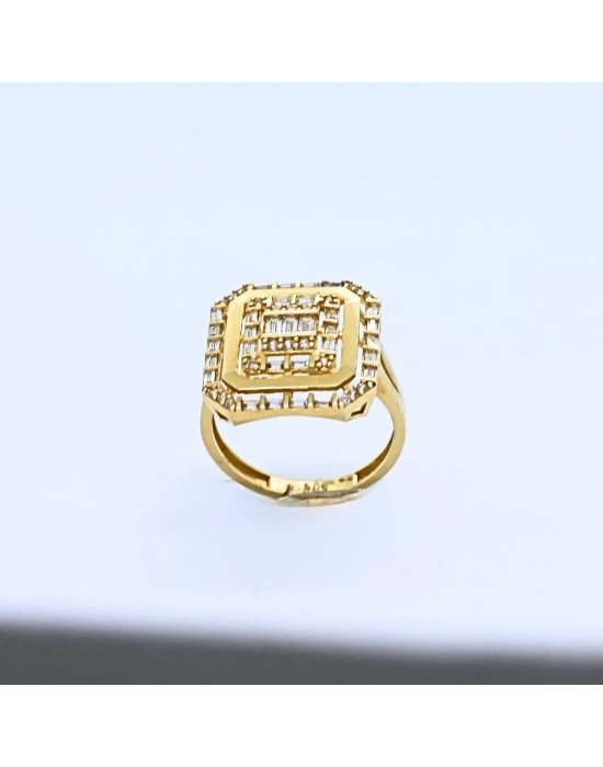 14 Ayar Altın Kare Baget Yüzük