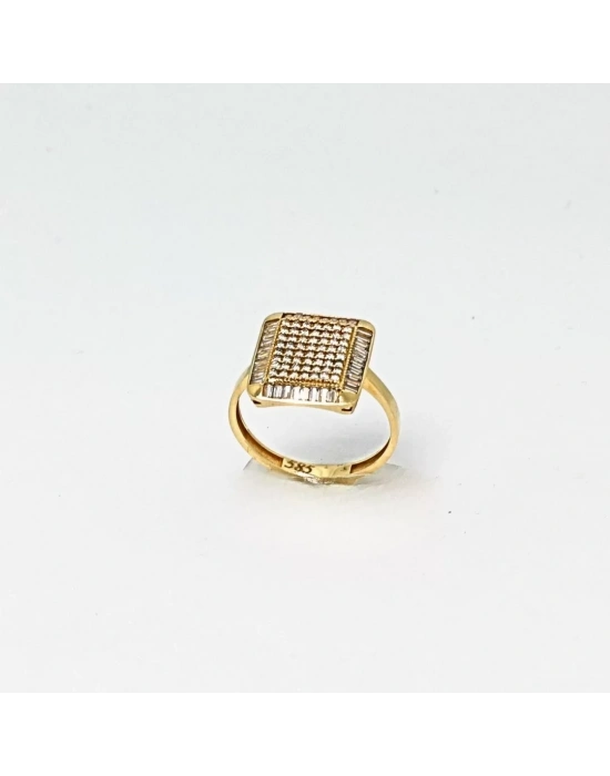 14 Ayar Altın Kare Baget Yüzük