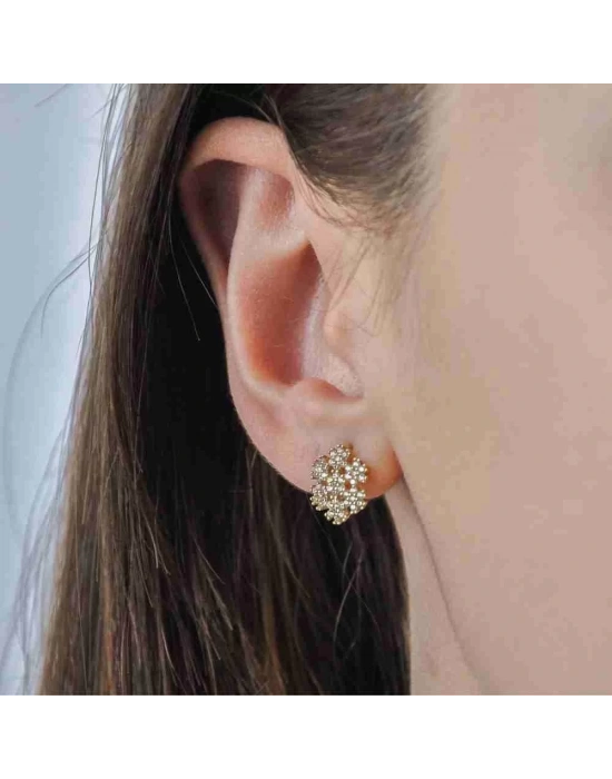 14 Ayar Altın Kartanesi Vidalı Küpe