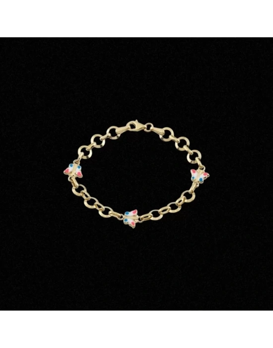 14 Ayar Altın Kelebek Motifli Çocuk Künyesi