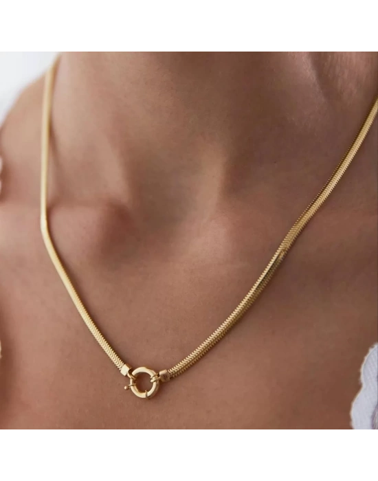 14 Ayar Altın Kilitli Balık Sırtı Zincir