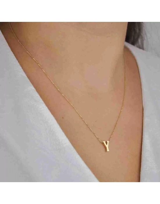 14 Ayar Altın Kişiye Özel Harfli Sade Kolye