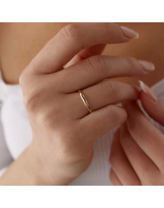 14 Ayar Altın Klasik 2 mm Alyans Bombeli