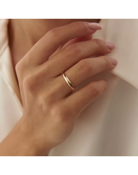 14 Ayar Altın Klasik 3 mm Alyans Bombeli
