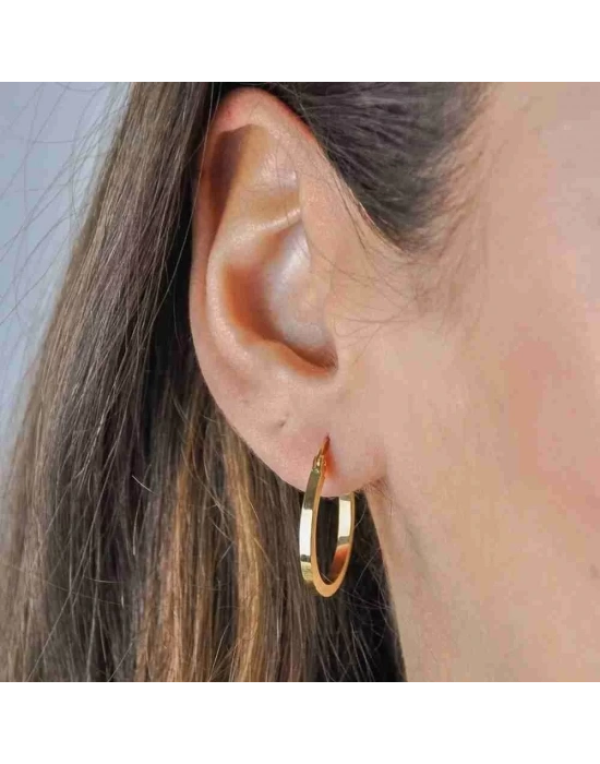 14 Ayar Altın Köşeli Halka Küpe