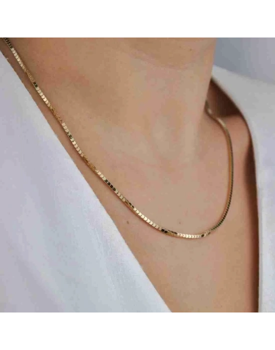 14 Ayar Altın Küp Kare Zincir