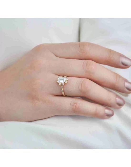 14 Ayar Altın Lotus Baget Yüzük