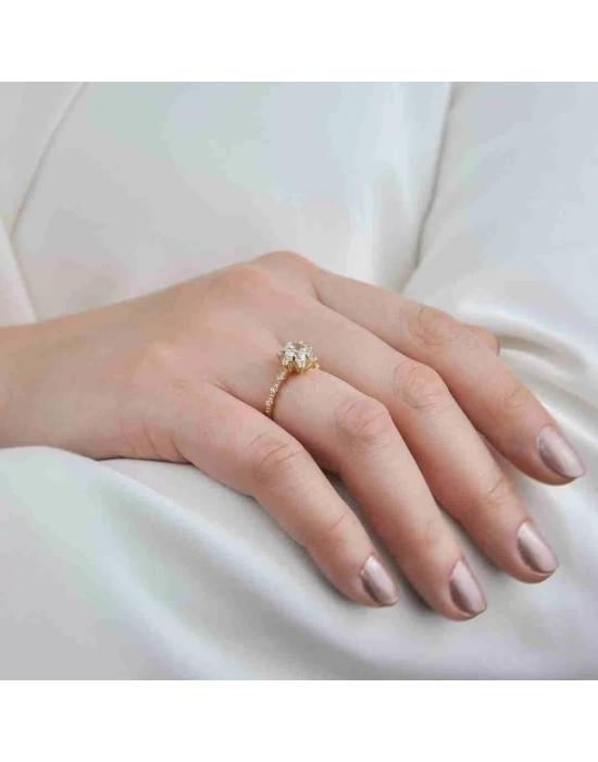 14 Ayar Altın Lotus Yüzük