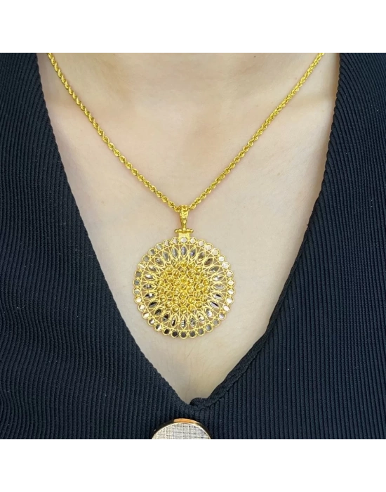 14 Ayar Altın Madalyon Zincirli Kolye