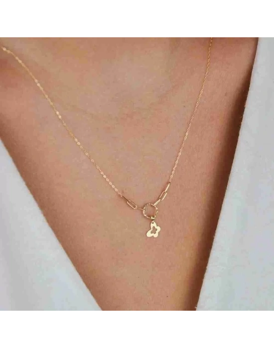 14 Ayar Altın Mini Kelebek Kolye