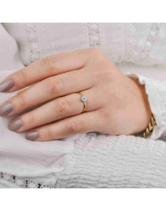 14 Ayar Altın Nazarlı Eklem Yüzük