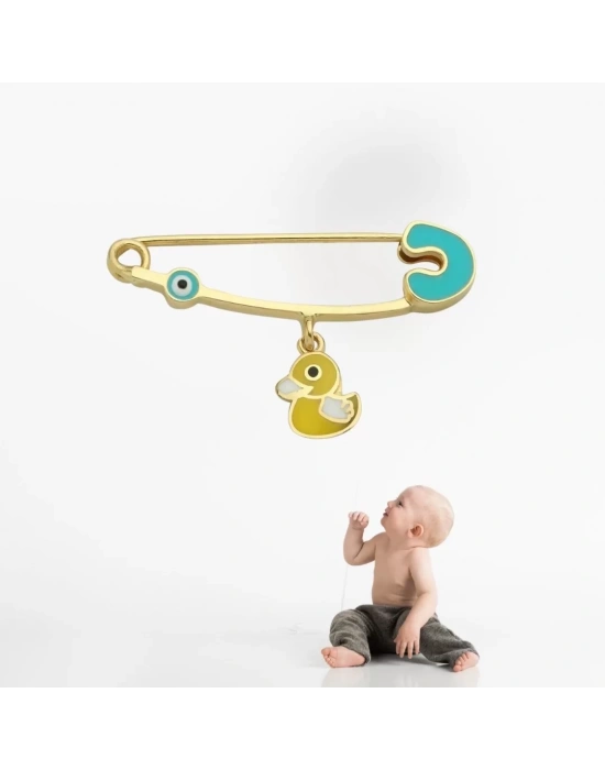 14 Ayar Altın Ördek Bebek İğnesi