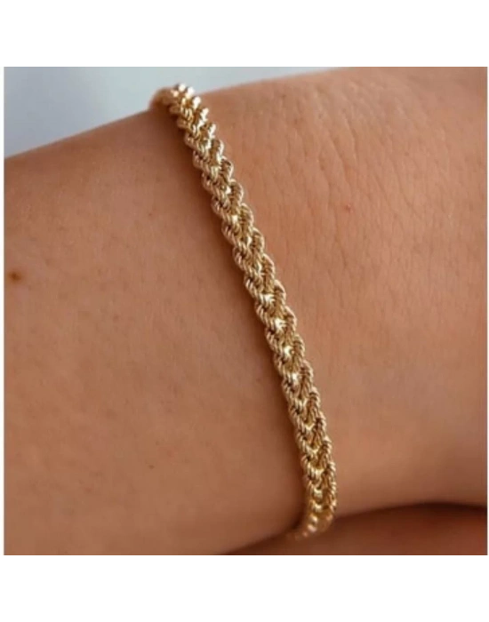 14 Ayar Altın Örme Halat Bileklik
