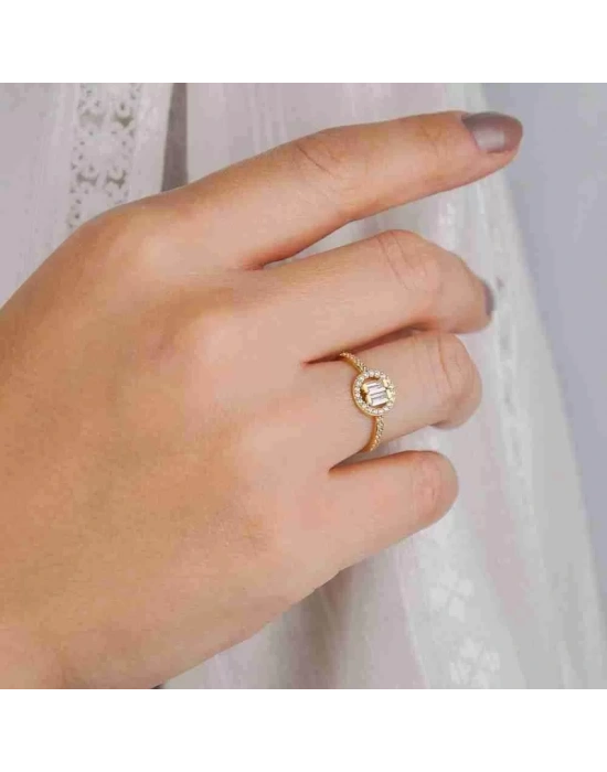 14 Ayar Altın Oval Baget Yüzük