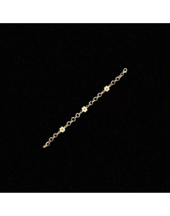 14 Ayar Altın Papatya Motifli Çocuk Bilekliği