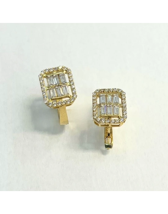 14 Ayar Altın Parçalı Baget Küpe