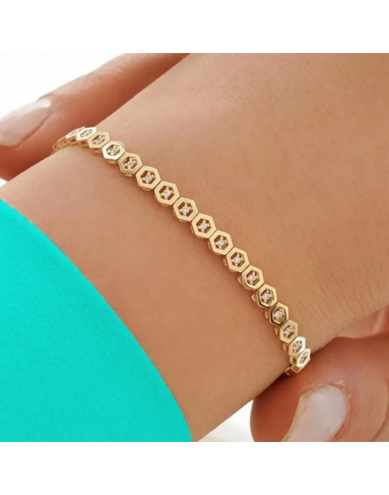 14 Ayar Altın Petek Bileklik