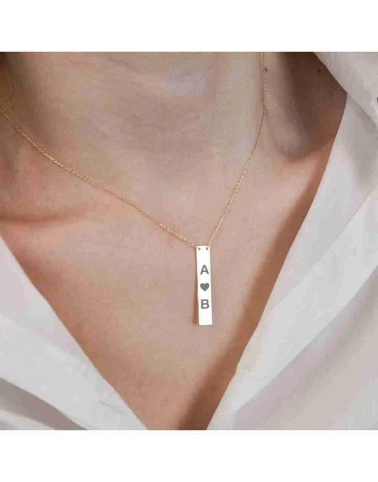 14 Ayar Altın Piramit Plaka Kolye