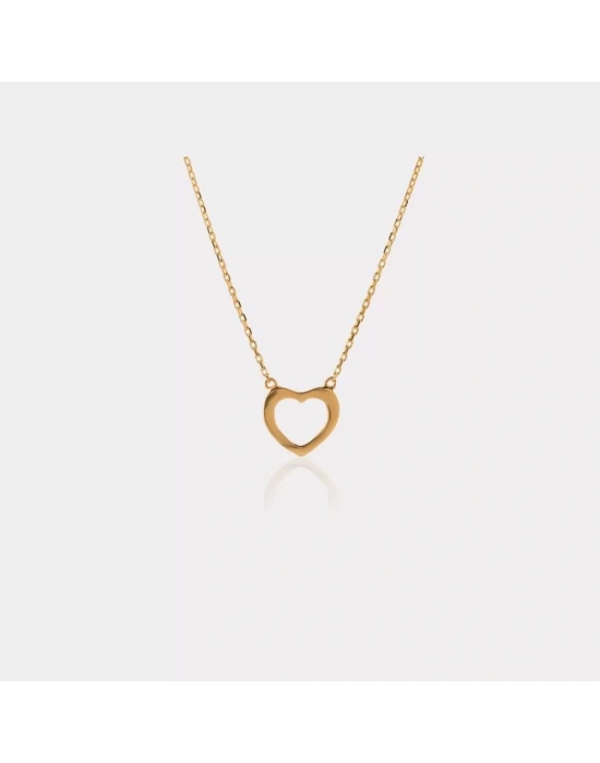 14 Ayar Altın Plaka Kalp Kolye