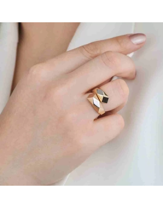 14 Ayar Altın Prizma Yüzük