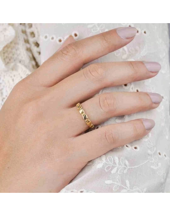 14 Ayar Altın Pullu Eklem Yüzük