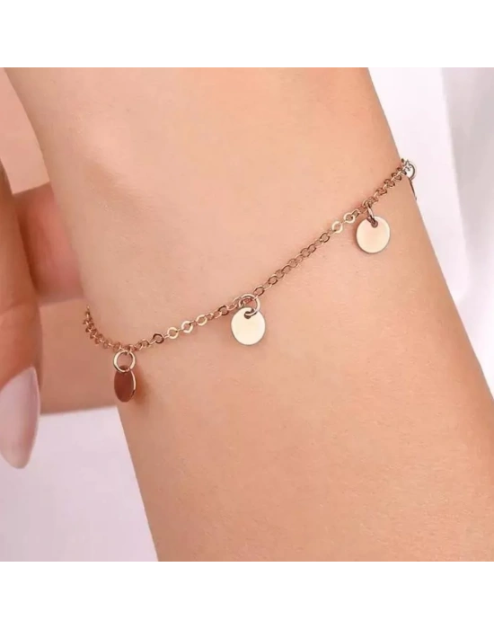 14 Ayar Altın Pullu Zincirli Bileklik