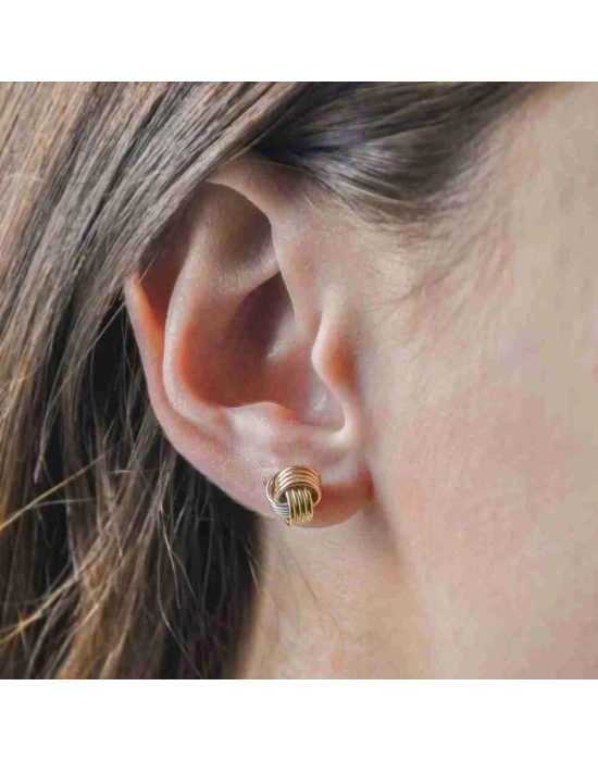 14 Ayar Altın Renkli Top Vidalı Küpe