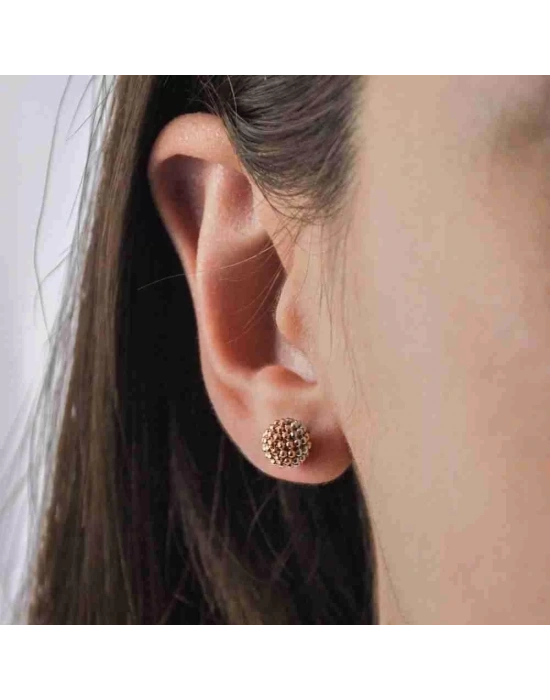 14 Ayar Altın Renkli Top Vidalı Küpe