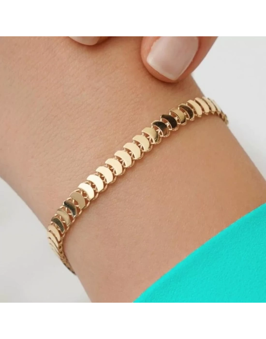 14 Ayar Altın Sade Ay Bileklik