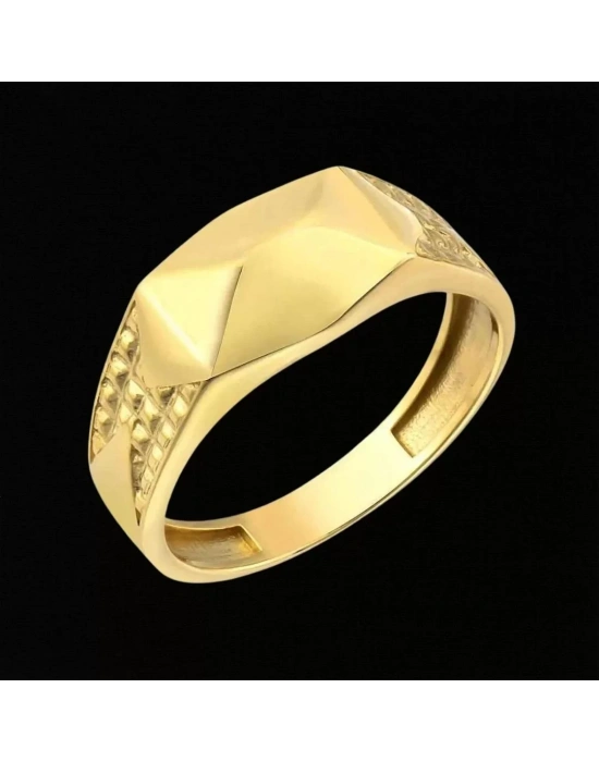 14 Ayar Altın Sade Prizma Erkek Yüzüğü
