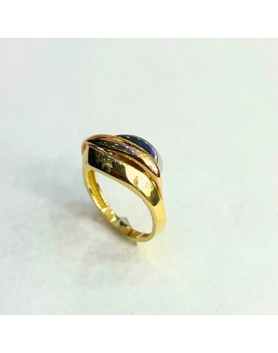 14 Ayar Altın Sade Renkli Yüzük