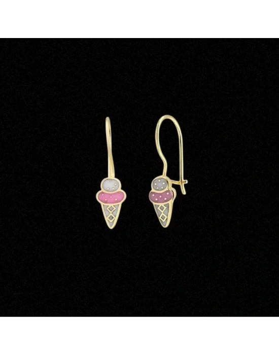 14 Ayar Altın Sallantılı Motifli Çocuk Küpesi