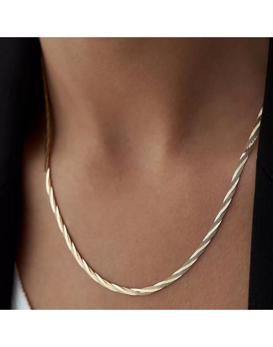 14 Ayar Altın Sarmal Ezme Zincir