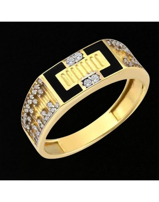 14 Ayar Altın Siyah Köprü Erkek Yüzüğü