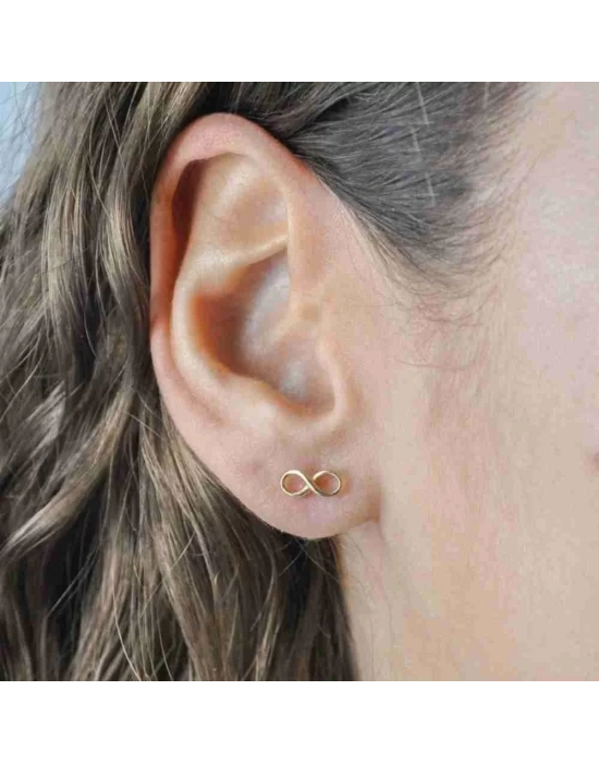 14 Ayar Altın Sonsuzluk Vidalı Küpe