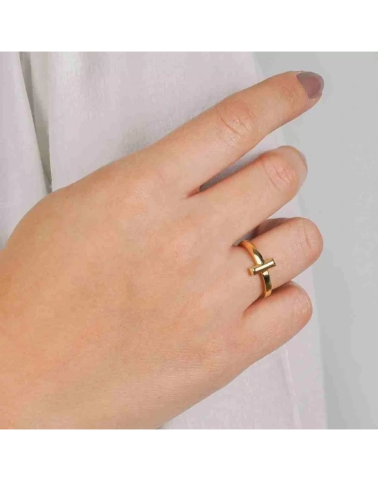 14 Ayar Altın T Yüzük