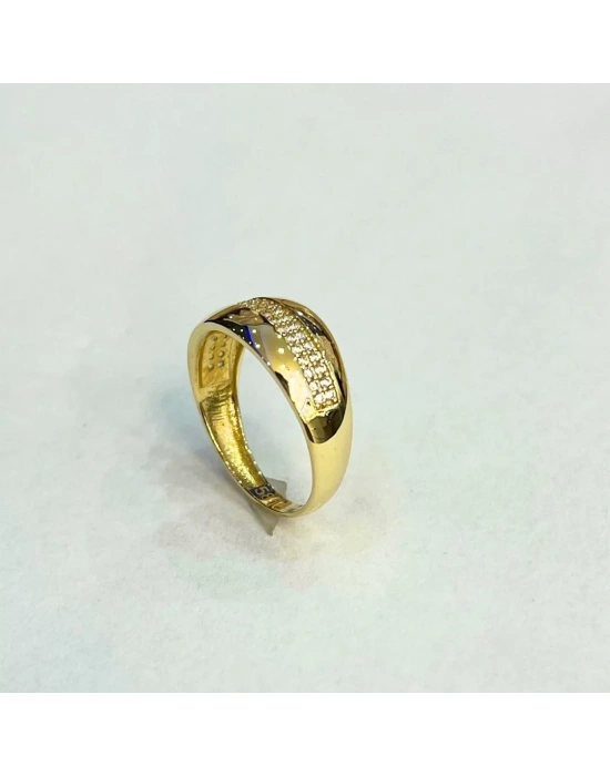 14 Ayar Altın Taşlı Bombe Yüzük