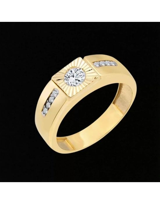 14 Ayar Altın Taşlı Erkek Yüzüğü