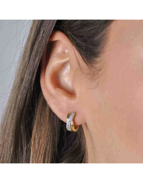 14 Ayar Altın Taşlı Halka Küpe