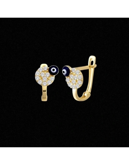 14 Ayar Altın Taşlı Motifli Çocuk Küpesi