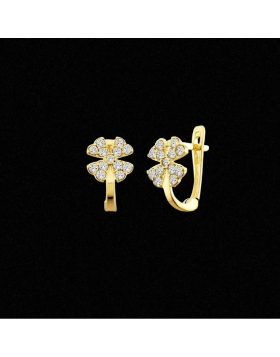 14 Ayar Altın Taşlı Motifli Çocuk Küpesi