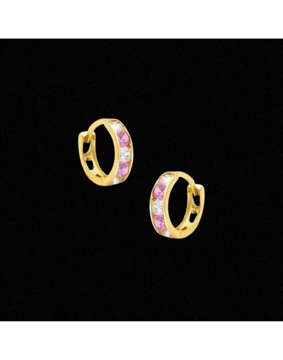 14 Ayar Altın Taşlı Motifli Çocuk Küpesi