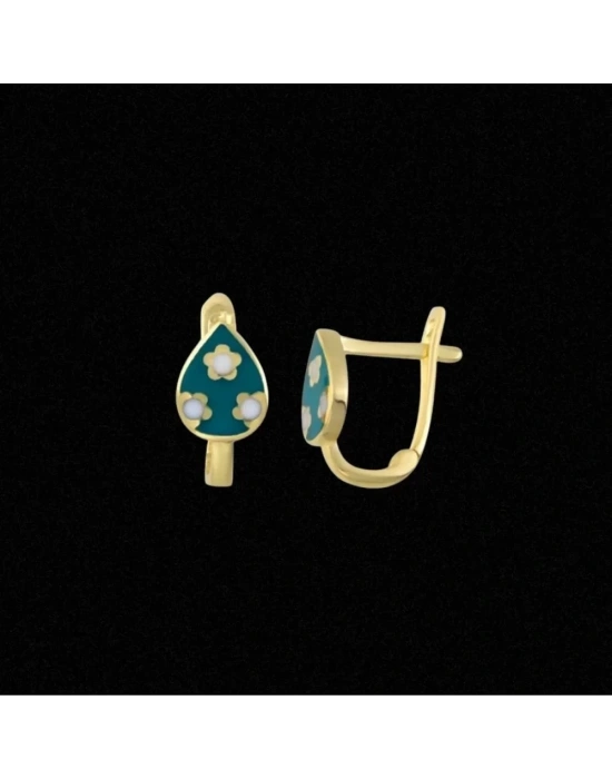 14 Ayar Altın Taşlı Motifli Çocuk Küpesi