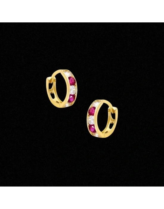 14 Ayar Altın Taşlı Motifli Çocuk Küpesi